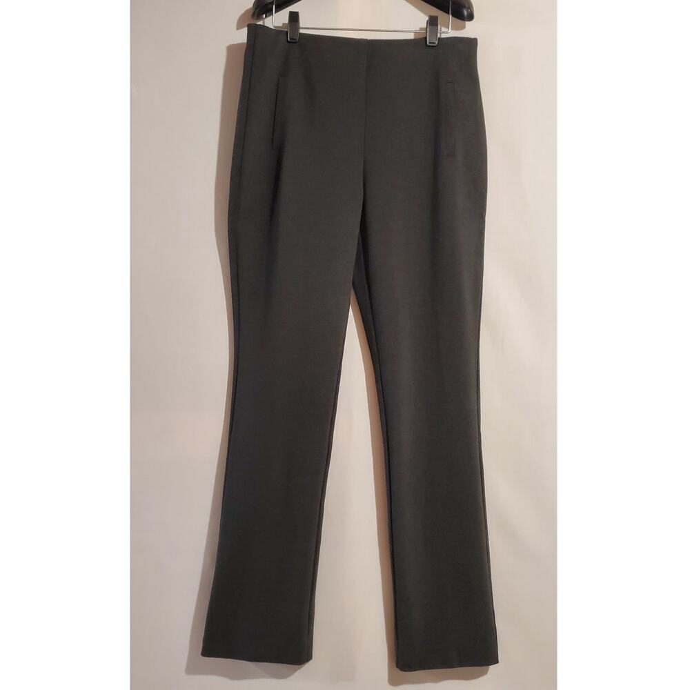 Chicos Ponte Stretch Pull-On Straight Leg High Rise Pants Size 1 M 8 Gray Career